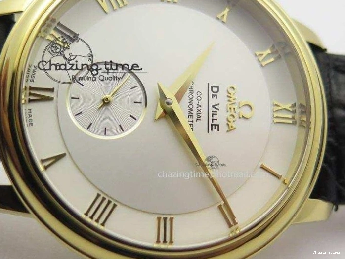 0310 Contemporary De Ville MK 1:1 Best Edition YG White Dial On Black Leather Asian Seagull T1701 (Sec@6) 8233